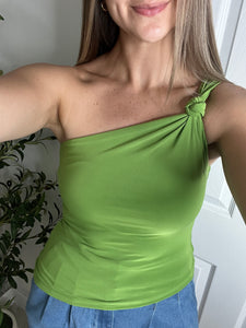 Neon Twist One Shoulder Top