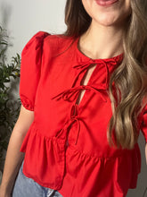 Load image into Gallery viewer, Blushing Red Holiday Top
