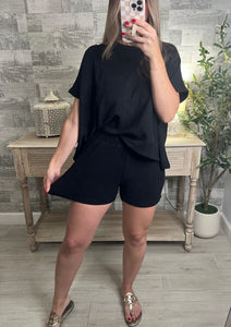 Cotton Slub Shorts Black