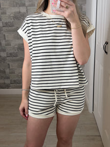 Love & Stripes Top & Shorts Set