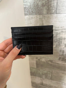 Black Croc Pattern Card Holder Wallet