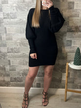 Load image into Gallery viewer, Sweater Weather Black Dress
