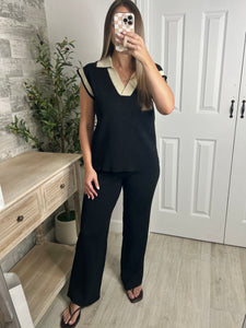Lauren Black/Cream Top & Pants Set