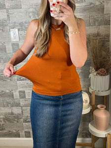 Dynamic Burnt Orange Tank Top