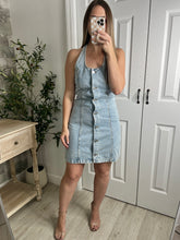 Load image into Gallery viewer, Seabreeze Halter Denim Dress
