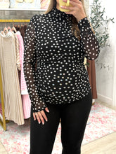 Load image into Gallery viewer, Date Night Mock Neck Mesh Top
