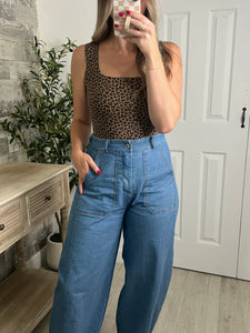 Brianna Leopard Square Neck Bodysuit