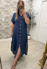 Load image into Gallery viewer, Hannah Denim Blue Linen Dress
