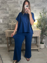 Load image into Gallery viewer, Cotton Slub Top &amp; Pants Set Blue
