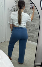 Load image into Gallery viewer, Denim Wash Elastic Wide Leg Lounge Pants
