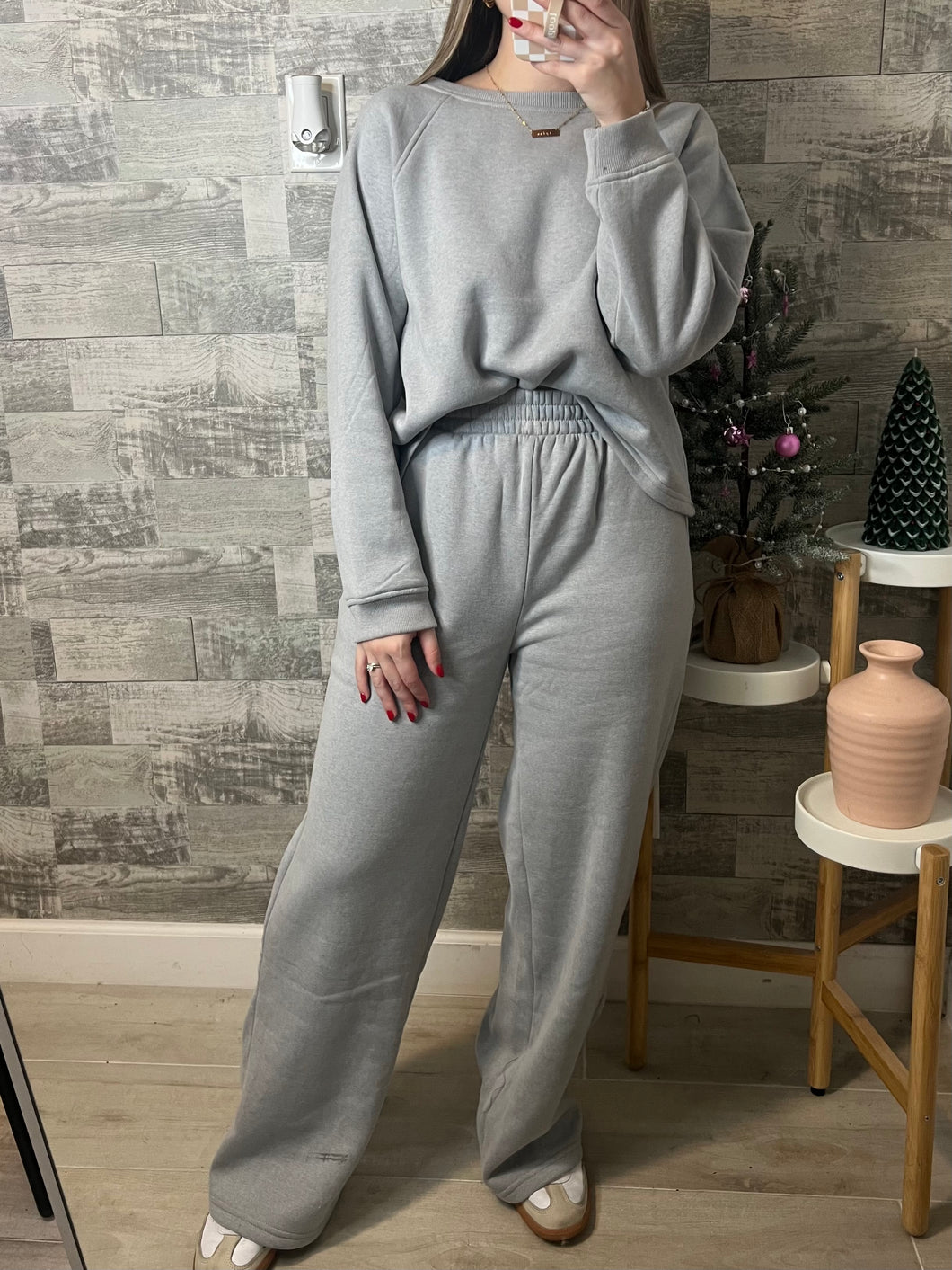 Heather Grey Top & Pants Sweat Set