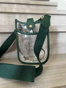 Game Day Clear Side Bag with Green Strap