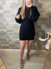 Load image into Gallery viewer, Sweater Weather Black Dress
