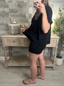 Cotton Slub Shorts Black