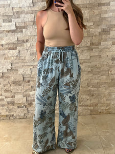 Euro High Waisted Pants Floral