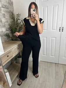 Lauren Black/Cream Top & Pants Set