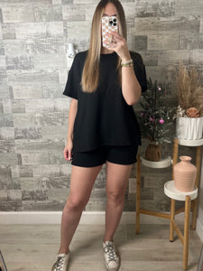 Midnight Black Top & Shorts Set