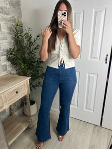 Eyelet Front Tie White Top