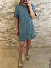 Load image into Gallery viewer, Tidal Washed Denim Shift Mini Dress
