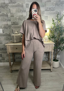 Cotton Slub Top & Pants Set Nude