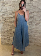 Load image into Gallery viewer, Indigo Acid Wash Denim Jumpsuit
