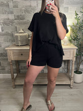 Load image into Gallery viewer, Cotton Slub Oversized Tee Black
