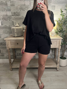 Cotton Slub Oversized Tee Black