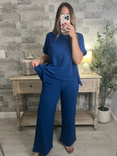 Load image into Gallery viewer, Cotton Slub Top &amp; Pants Set Blue

