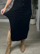 Load image into Gallery viewer, Button Front Vest &amp; Midi Skirt Knit Set

