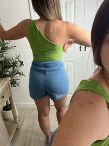 Neon Twist One Shoulder Top