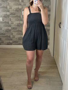 Coastal Boho Black Wash Romper