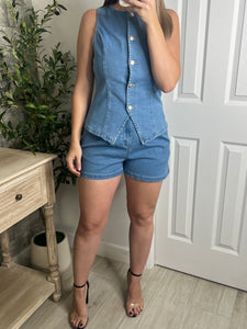 Indigo Stretch Denim Top