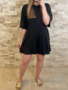 Bay Mineral Washed Comfy Romper Black