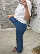 Load image into Gallery viewer, Denim Wash Elastic Wide Leg Lounge Pants
