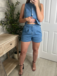 Indigo Stretch Denim Shorts