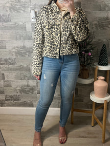 Carol Denim Jacket Cheetah Print