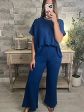Load image into Gallery viewer, Cotton Slub Top &amp; Pants Set Blue
