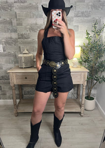 Tie Back Black Romper