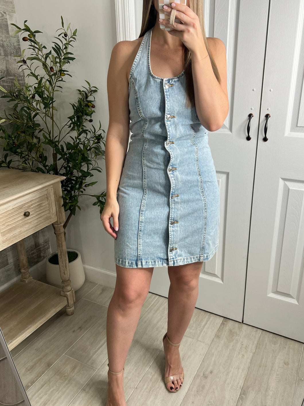 Seabreeze Halter Denim Dress