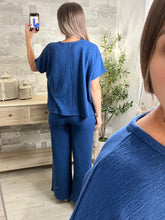 Load image into Gallery viewer, Cotton Slub Top &amp; Pants Set Blue
