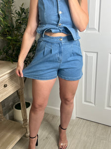 Indigo Stretch Denim Shorts