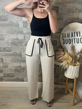 Load image into Gallery viewer, Daisy Linen Pants Nude/Black
