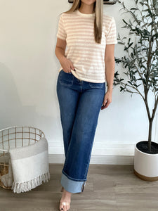 Jule Basic Tee Pink/Off White