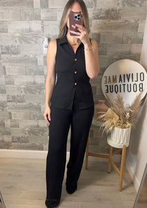 Sherry Black Top & Pants Set