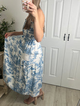 Load image into Gallery viewer, Printed Poetry Midi Dress Blue
