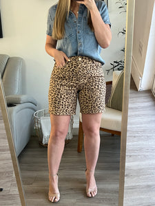 Leopard Denim Shorts (Risen Brand)