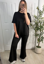 Load image into Gallery viewer, Staycation Black Top &amp; Pants Set
