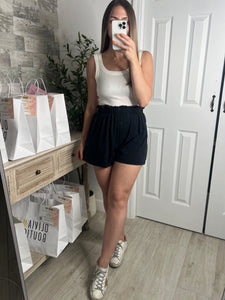 Acid Wash Black Shorts