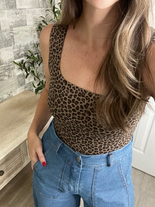 Brianna Leopard Square Neck Bodysuit