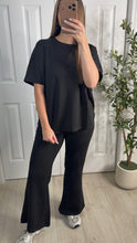 Load image into Gallery viewer, Staycation Black Top &amp; Pants Set

